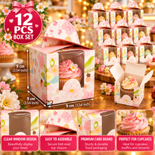 12PCS Single Cupcake Gift Boxes with Clear Window | One Hole Bakery Boxes for Cupcakes, Muffins, Desserts & Party Favors