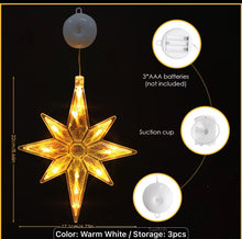 PRE ORDER 4pcs, Christmas Hanging Suction Cup LED Ornaments, Party Packs, Christmas Decorations, Polaris Snowflake Tree Bell Shaped String Lights, Window, Curtain, Battery Powered, Party Decorations, Christmas Lights, (Battery Not Included)