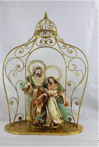14"(36cm) Religious Holy Family in Gazebo 24.5"( 63 cm) - Santas Workshop Direct 