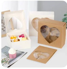 6pcs Kraft Heart Bakery Cupcake box  (20.8 x 19.5x 7.5 cm) 6 holes