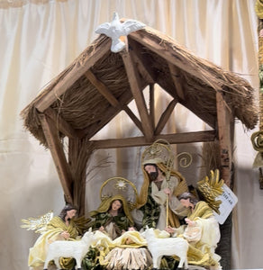 10"Holy Family with Angles on16.25"Stable