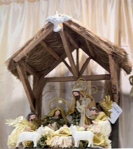 10"Holy Family with Angles on16.25"Stable