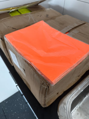 A4 Self Adhesive Sticker Paper Sheet Label Laser Inkjet Print Mailing Address MATT ORANGE 100 sheets. 
A4 Laser Label - 1up - 210x296mm - 100 per pack - Santas Workshop Direct 