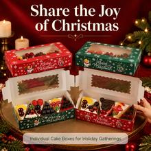 12pcs Christmas Bakery Packaging Paper Boxes Window Recycled Materials Foldable Food-Safe for Party Favors for Cakes Gift Giving