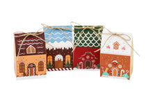 12pcs Christmas Party Favor Small Candy Cookie Treat Paper Boxes Xmas Holiday House Design Goodie Snack Gift Packaging Paper Boxes