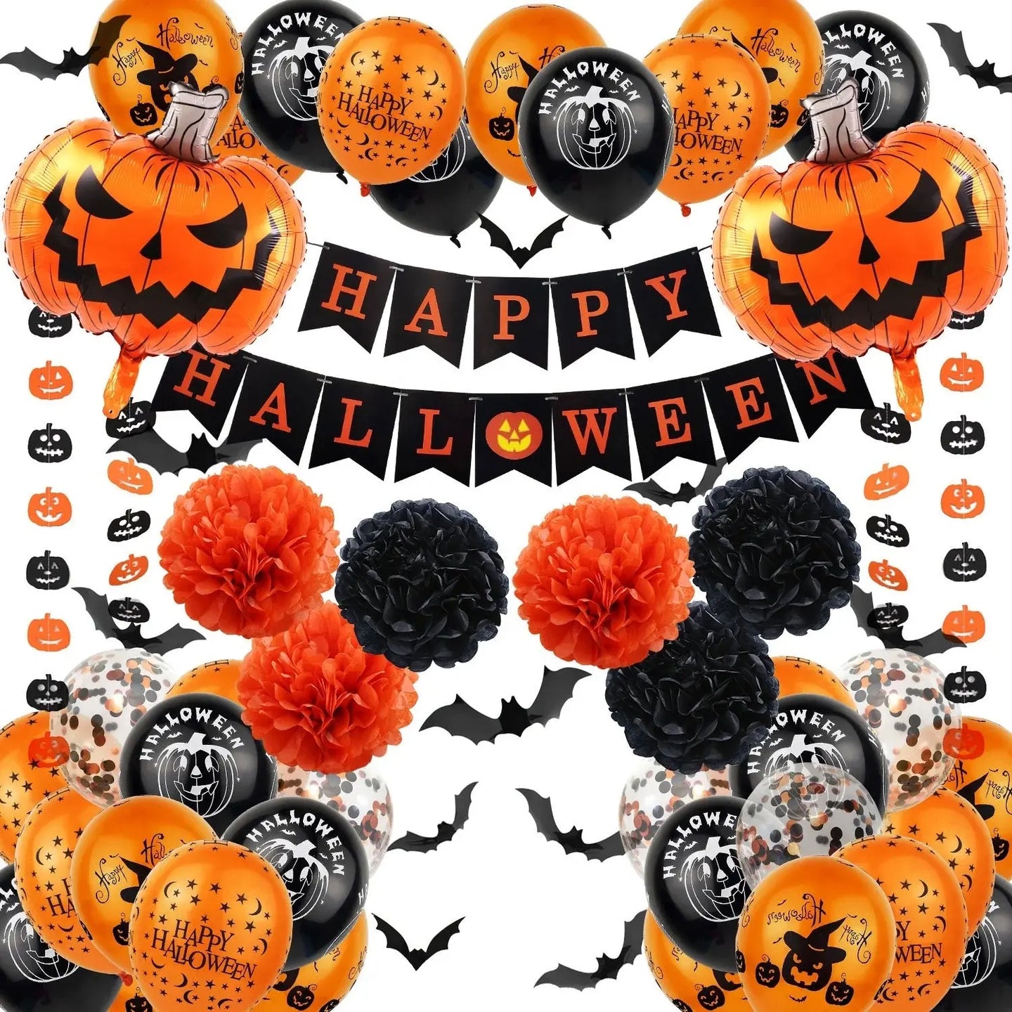 Halloween theme Arch Foil Balloons Party Décor Santas Workshop Direct