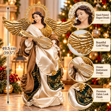 19.5″ (49.5cm) Handmade Christmas Standing Angel Figurine – Large Gold Winged Nativity Angel Statue | Luxury Religious Christmas Decoration