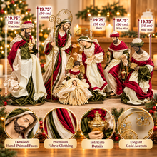 Large 50cm Handmade Christmas Nativity Set – 19.75" Holy Family with Angel & Three Wise Men | Premium Religious Christmas Manger Scene Decoration