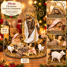 ⭐ 30cm Christmas Nativity Ornament – Holy Family with Barn Animals, One-Piece Religious Christian Christmas Decoration ⭐