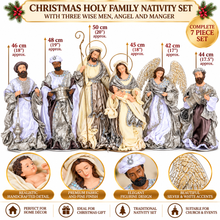 50cm Large Silver & White Christmas Nativity Set with Manger – Holy Family Religious Christmas Decoration | Buy Online Australia