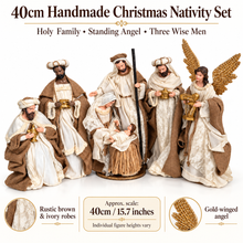 40cm Handmade Christmas Nativity Set – Holy Family, Standing Angel & 3 Wise Men, Religious Christian Home Decor, Nativity Scene Holiday Gifts