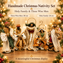 Handmade Christmas Nativity Set with Holy Family & Three Wise Men – 24cm Religious Christmas Decoration, 30cm Kings