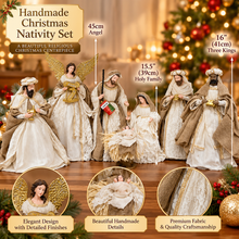 ⭐ Christmas Religious Handmade Nativity Set – Beige & White Holy Family (15.5"), Three Kings (16") & 45cm Angel, Christian Christmas Decor ⭐