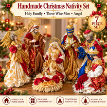 60cm Handmade Christmas Nativity Set – 7 PCS Holy Family, Three Wise Men & Angel Religious Manger Display for Home and Church