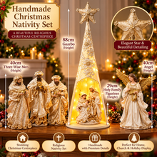 Christmas Religious Handmade Nativity Set with 29cm Holy Family Figurines, 88cm Gazebo, 40cm Wise Men, and 40cm Angel