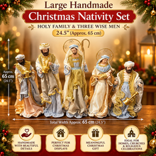 Stunning 65cm Large Handmade Christmas Nativity Set – Holy Family & Three Wise Men | Luxury Ivory & Gold Religious Christmas Display