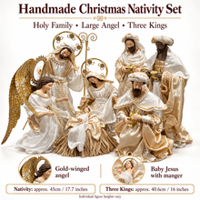 Christmas Handmade Nativity Set 45cm with Large Angel & 16" Three Kings – Religious Holy Family Scene, Christian Christmas Home Decor & Holiday Gifts