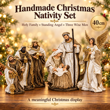 40cm Handmade Christmas Nativity Set – Holy Family, Standing Angel & 3 Wise Men, Religious Christian Home Decor, Nativity Scene Holiday Gifts