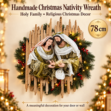 Handmade Christmas Nativity Wreath 78cm – Holy Family Religious Wall Decor, Christian Christmas Door & Home Decoration