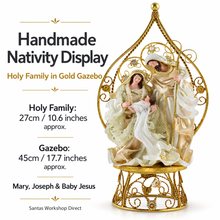 ⭐ 27cm Christmas Religious Handmade Nativity Set – Holy Family in 45cm Gazebo Shrine, Christian Christmas Manger Scene Decoration ⭐
