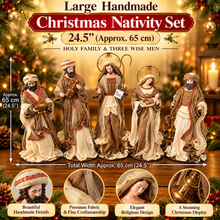 24.5” Large Christmas Religious Handmade Nativity Set with Holy Family and Three Wise Men (Approx. 65 cm)