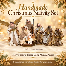 13.5" Handmade Christmas Nativity Set with Holy Family, 3 Wise Men & Angel – 35cm Religious Christian Home Decor & Holiday Gifts