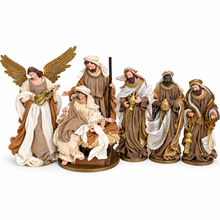 13.5" Handmade Christmas Nativity Set with Holy Family, 3 Wise Men & Angel – 35cm Religious Christian Home Decor & Holiday Gifts