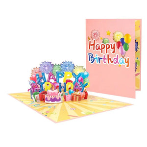 Happy birthday  celebration pop up origami 3D card  Santas Workshop Direct