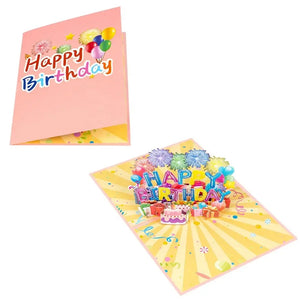 Happy birthday celebration pop up origami 3D card Santas Workshop Direct
