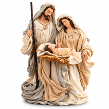 12.5"Beige white Christmas Nativity Ornament Holy Family with manger- 35cm approx
