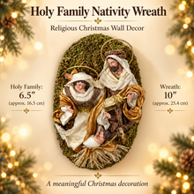 🎄 6.5" Holy Family Christmas Nativity Wreath Ornament on 10" Wall Decor – Religious Christian Hanging Decoration for Holiday Home Display ✨