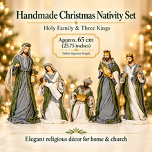 PRE-ORDER | 25.75" (65cm) Handmade Holy Family & Three Kings Nativity Figurine Set – Premium Christmas Religious Decoration | Large Artisan Holiday Home & Church Display