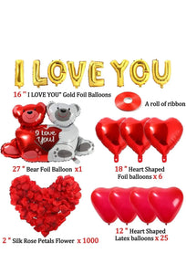 I Love You Bear Heart Shape Balloons Set Party Supplies Valentine's Decoration Santas Workshop Direct