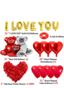 I Love You Bear Heart Shape Balloons Set Party Supplies Valentine's Decoration Santas Workshop Direct