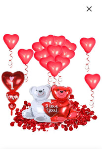 I Love You Bear Heart Shape Balloons Set Party Supplies Valentine's Decoration Santas Workshop Direct