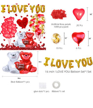 I Love You Bear Heart Shape Balloons Set Party Supplies Valentine's Decoration Santas Workshop Direct