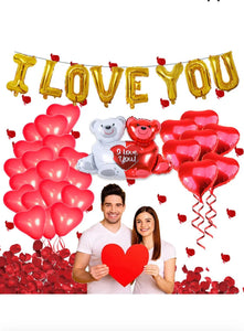 I Love You Bear Heart Shape Balloons Set Party Supplies Valentine's Decoration Santas Workshop Direct