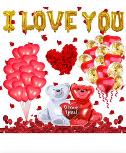 I Love You Bear Heart Shape Balloons Set Party Supplies Valentine's Decoration Santas Workshop Direct