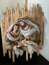 Christmas Religious Holy Family with Angel on 17.5"Stable Wall 45cm wreath - Santas Workshop Direct