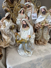 Gold white Holy Family in Gazebo height 45 cm Religious Christmas Holy Family WITH 3 WISE MEN - Santas Workshop Direct