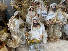 Gold white Holy Family in Gazebo height 45 cm Religious Christmas Holy Family WITH 3 WISE MEN - Santas Workshop Direct