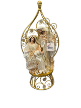 Gold white Holy Family in Gazebo height 45 cm Religious Christmas Holy Family WITH 3 WISE MEN - Santas Workshop Direct