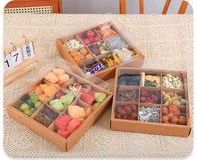 6PCS Kraft 9-Grid Food Gift Boxes with Clear Window – Premium Charcuterie, Dessert, Cookie, Candy & Catering Packaging Containers
