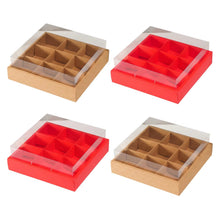 4PCS 9-Grid Kraft Bakery Gift Boxes – 29.5 × 29.5 × 10cm | Cupcake, Cookie & Treat Boxes with Insert | Christmas & Holiday Gift Packaging