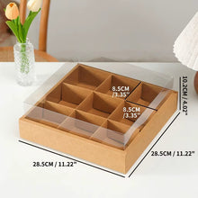 4PCS 9-Grid Kraft Bakery Gift Boxes – 29.5 × 29.5 × 10cm | Cupcake, Cookie & Treat Boxes with Insert | Christmas & Holiday Gift Packaging