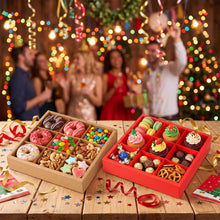 4PCS 9-Grid Kraft Bakery Gift Boxes – 29.5 × 29.5 × 10cm | Cupcake, Cookie & Treat Boxes with Insert | Christmas & Holiday Gift Packaging