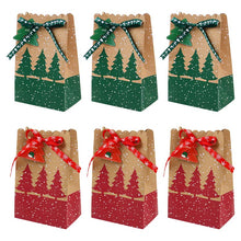PRE ORDER 12pcs Christmas Kraft Cookie Gift Bags with Ribbon – Red & Green Festive Treat and Party Favour Boxes, 18.2 × 11.7 × 7.2 cm