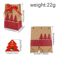PRE ORDER 12pcs Christmas Kraft Cookie Gift Bags with Ribbon – Red & Green Festive Treat and Party Favour Boxes, 18.2 × 11.7 × 7.2 cm