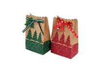 PRE ORDER 12pcs Christmas Kraft Cookie Gift Bags with Ribbon – Red & Green Festive Treat and Party Favour Boxes, 18.2 × 11.7 × 7.2 cm