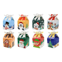 12 Pack Christmas Goodie Boxes with Bow – 9 × 9 × 13 cm Foldable Candy, Cookie & Treat Gift Boxes